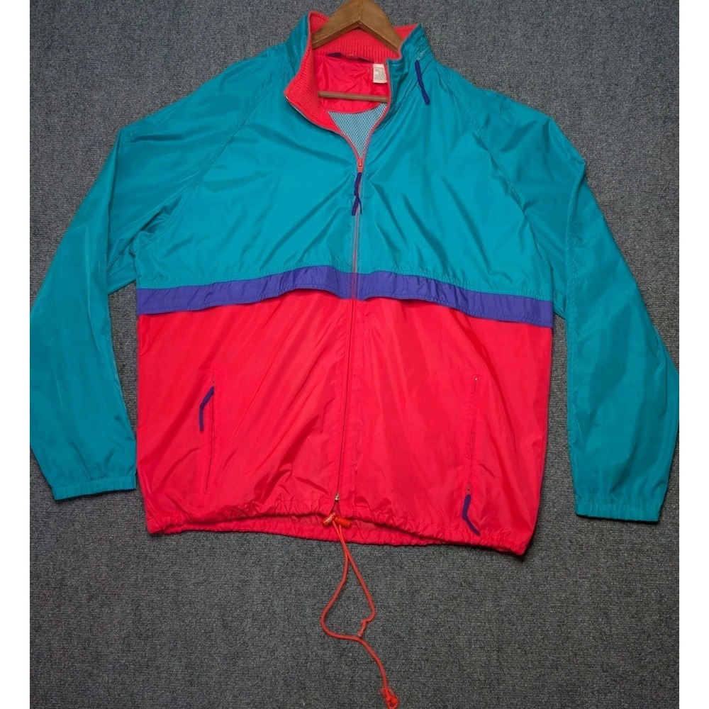 Vintage Woolrich 80s Sea Jade/Mango Block Colored Windbreaker‎ DEADSTOCK